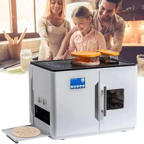 Máquina eléctrica para hacer roti de 1800 W, automática para hacer chapati, tortillas, panqueques y pan de pita. Con un solo botón, se pueden preparar 8 piezas a la vez. Ajuste de grosor de