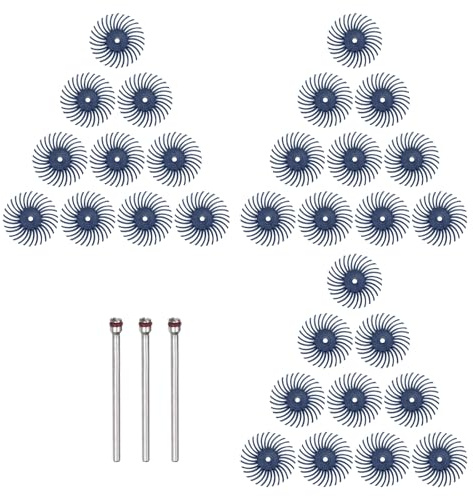 QUARKZMAN 30 Piezas Juego De Discos De Cerdas Radiales 1 120 Grit Kit De Cepillos Abrasivos Para Detalles Rueda De Pulido Para Joyería Madera Metal Limpieza Y Pulido Azul
