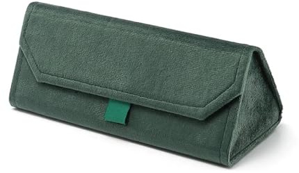 LCKKJHG hopfällbart triangulärt solglasögonfodral vikbart glasögonfodral solglasögonfodral glasögonlåda plyschlåda bärbar, Grön, one size