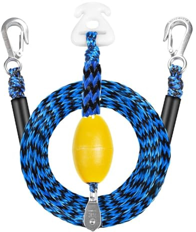 EpheyFIF 1 pz Doppio Gancio Puleggia Corda di Trazione 17FT 5M Heavy Duty Barca Corda di Traino Per Tubi Sci Acqua Corda Connettore Rimorchio Accessori