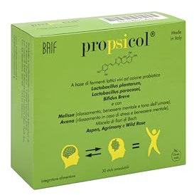 PROPSICOL® | Psicobiotici + Prebiotici + Fiori di Bach | Equilibrio Asse Intestino-Cervello, Microbiota e Benessere Emotivo | 30 Stick Orosolubili | Made in Italy