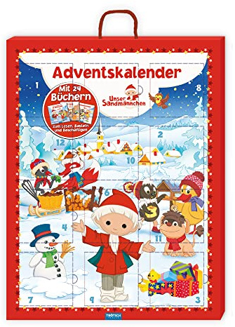 TRÖTSCH - Adventskalender Unser Sandmännchen | Weihnachtskalender mit 24 Beschäftigungsbüchern: Überraschungs Adventskalender zum Lesen, Basteln und Beschäftigen