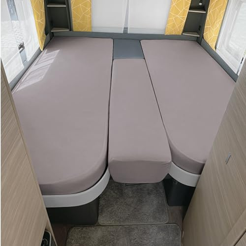 Erwin Müller Spannbettlaken 3er-Set für Wohnmobil oder Wohnwagen - Heckbett, Platin Größe 70x190 cm - 85x210 cm (2X) + 35x130-50x145 - Multi-Stretch Jersey