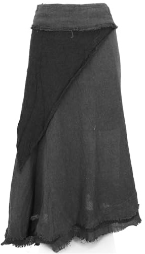 Guru-Shop, Goa Falda del Abrigo, Falda Hippie, Negro, Algodón, Tamaño:One Size, Faldas Largas