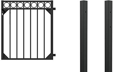 Alberts 510138 Einzeltorset Circle, zum Einbetonieren | verschiedene Höhen - wahlweise in verschiedenen Farben | matt-schwarz | Höhe 120 cm | Breite 1 m