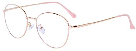 JoXiGo Computerbrille Anti-Blaulicht Ohne Stärke Anti-Müdigkeit UV-Schutz Retro Rund Metallgestell Brillenfassung mit Brillenetuis