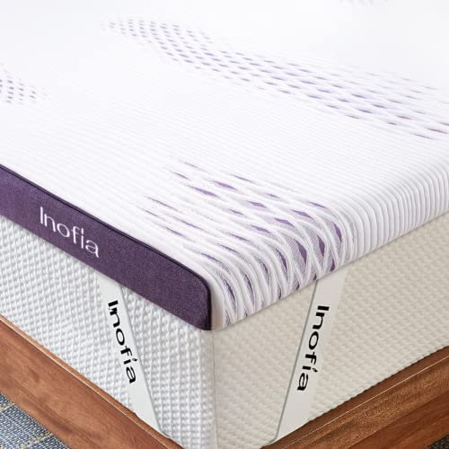 Inofia Sleep Gel Memory Foam Mattress Topper King, 8CM GELEX Bed Topper with Washable Cover, Pressure Relief | Sleep Cooler, 2 Layer Foam for Rest Easy, 100-Night Home Trail (150x200)