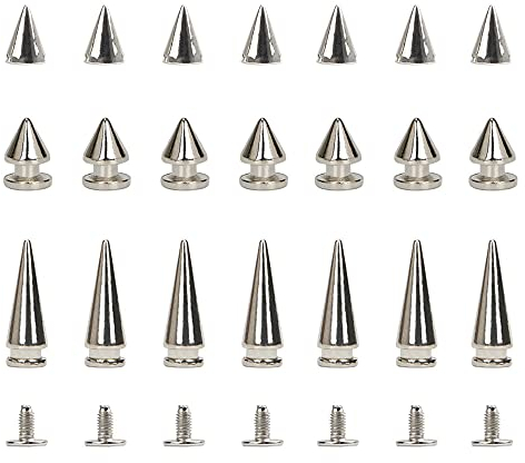 Sweieoni Ziernieten Set 150 Stück Killernieten Stachelnieten Silber Metall Punk Ziernieten Nieten zum Schrauben Spitznieten Nieten Spitz Schraubnieten Punk-Nieten für DIY Handwerk Dekoration