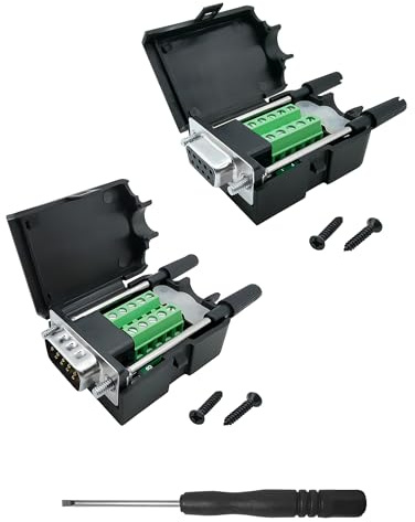 iYueMps 2 Pezzi Femmina +Maschio DB9 Vite Morsettiera Adattatore D-SUB 9 Pin RS232 a 9 Pin/Modo Terminale Seriale Scheda di Breakout Connettore Modulo Segnale con Custodia