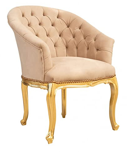 Biscottini Poltrona barocca 82x67x68 cm | Sedie luigi XVI oro | Stile francese | Poltroncina camera da letto | poltrona camera