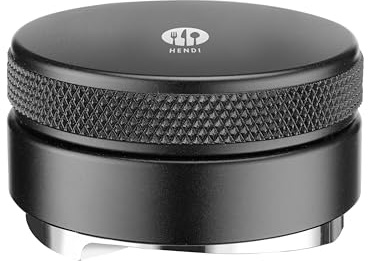 HENDI Distributeur de café, pour porte-filtre de 58mm de diamètre, outil de distribution de café espresso, niveleur distributeur d'espresso, ⌀64x(H)35, inox, aluminium, noir