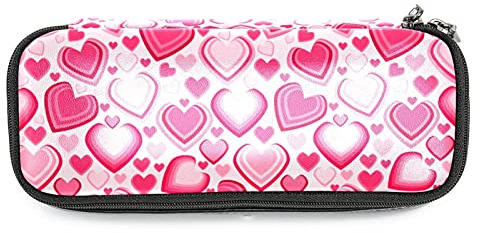 Rosa Herzen Federmäppchen Stift Federmäppchen Schreibwaren-Taschenhalter, 7.5x3x1.5in