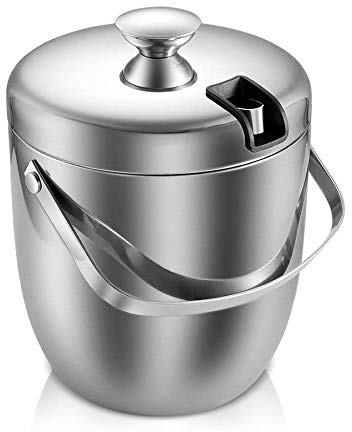 FKJLUN Seau à Glace Isotherme Seau à Glace, Double en Acier Inoxydable isolé Walled Seau à Glace 2.8L avec Couvercle for la bière Cave à vin Rafraîchisseur Champagne