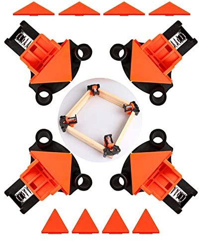 Corner Clamp for Woodworking - 60/90/120° Multi-Angle Adjustable Spring Clamps (4Pcs) - Woodworking & Photo Framing Tools, Gifts for Men/Dad/DIYers