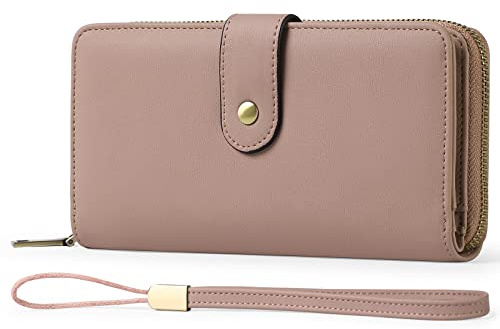 GAEKEAO Portafogli da donna in pelle, Portafoglio Donna Grande Lungo con blocco RFID, Portamonete chiusura con cerniera