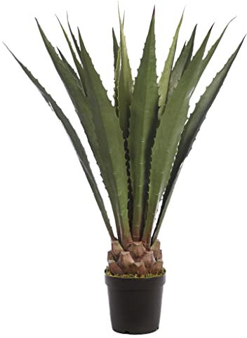 SMPLY. - Planta Artificial de Cactus Agave- En Maceta - Altura: 125 cm- De Plástico -Decoración Ideal en el Interior y Exterior de Casa