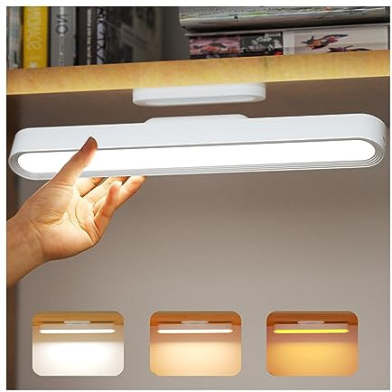Coollamp Under Cabinet Kitchen Lights, 2600mAh Rechargeable Battery Lights with Adjustable 3 Colors, Magnetic Stick On Touch Light for Mirror, Makeup, Cupboard, Bedroom, Wardrobe