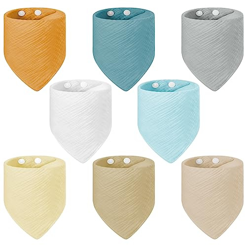 Vicloon Baby Bandana Haklappar, 8 st Triangel Baby Haklappar 100% bomull Baby Haklappar för Baby Mjuk och Vattenabsorption med justerbara knappar, För Baby