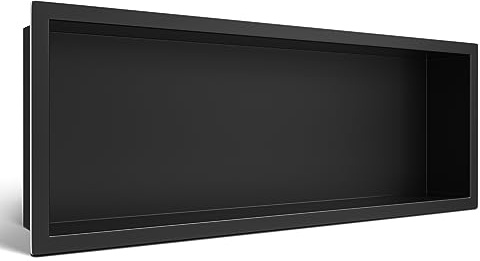 Balneo Wall-Box ONE - Schwarz Nische Edelstahl - Schwarz Wandnische Dusche - Wasserdicht - Flexibler Nischeneinbau - Nische für Badutensilien - ohne Fliesen - 60x20x10 cm