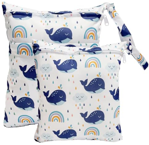 TRASUN Wetbag Kindergarten Nasstasche Windel Taschen Schwimmsachen Nassbeutel Nasse und Trocken Wickeltasche 2er Wasserdicht Waschbar Nassbeutel Organiser für Kleinkind