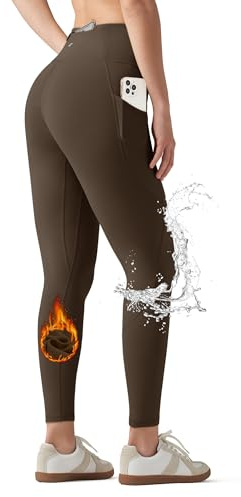 WILLIT Leggings doublés en polaire pour femme - Imperméables - Pour l'hiver - Pour le yoga - Taille haute