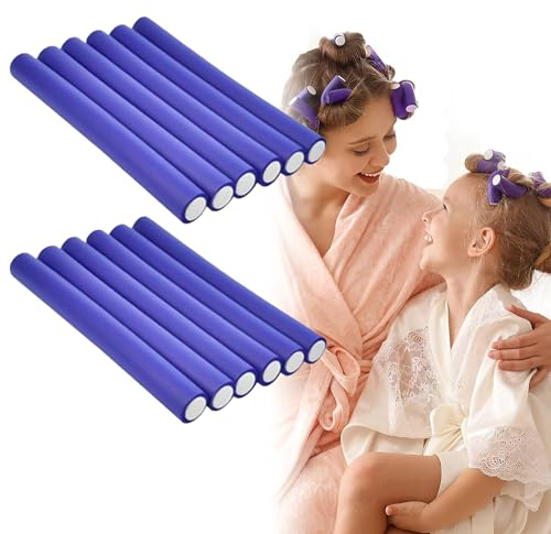 Bigodini in Schiuma Flessibile per Capelli - 10 Rulli Arricciacapelli Morbidi Senza Calore per Dormire, per Capelli Corti, Medi e Lunghi (Viola)