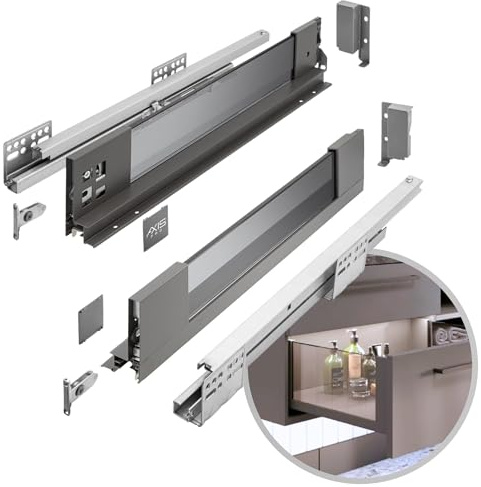 GTV – Lådsystem AXIS PRO | Låda med glassidor | låda | Lådsystem | höjd: 84 mm längd: 300 mm | antracit med rökglas