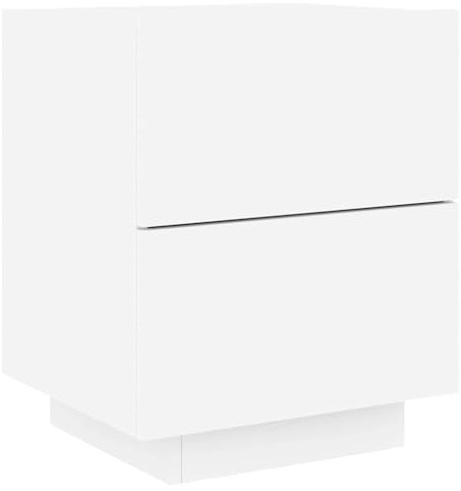 vidaXL Armoire de Chevet avec lumières LED Blanc Bois d'ingénierie
