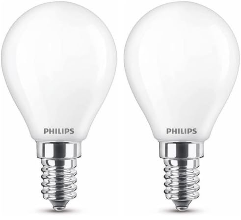 Philips LED Classic E14 Lampe (25 W), matte LED Lampe in Tropfenform mit warmweißem Licht, energiesparende Lampe mit langer Nutzlebensdauer, Weiß (Packung mit 2)