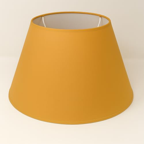 40 cm Kegel Lampenschirm, Baumwollstoff mit weißer PVC-Rückseite, handgefertigtes Produkt, für Tischlampe, Stehlampe (Ocker)