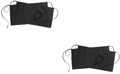 Zerodeko 2stücke Kochschürze Mit Taschen Verstellbare Taillenschürze Für Erwachsene Kurz Aus Strapazierfähigem Baumwoll-mix Für Küche Restaurant Und Garten Schwarz