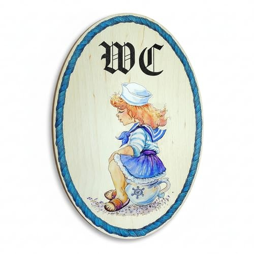 WC Türschild Damen aus Holz 18x13 cm – Nostalgisches Vintage Design im Antik Stil – Stilvolle Badezimmer & Gäste WC Deko aus Birkenholz