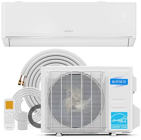 ROVSUN 9,000 BTU Mini Split AC/Heating System with Inverter, 24 SEER2 Energy Saving 115V Ductless Split-System Air Conditioner with Pre-Charged Condenser, Heat Pump, Remote Control & Installation Kit