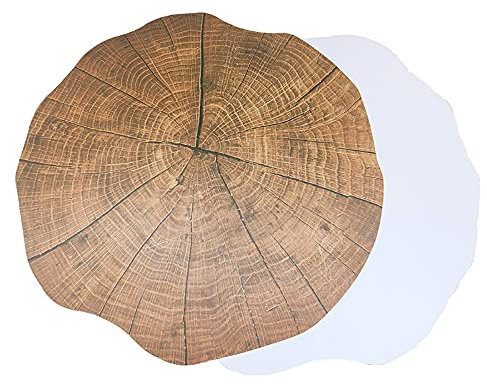 Lkw Ogechi Tischsets mit Holzmuster Set mit 4 PP Platzsets - Hitzebeständig und Abwischbar 38cm Runde Tischsets für Küchen Esstisch