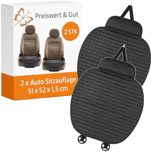 2x Autositzschoner Wasserdicht PU Kunstleder Organizer Tasche 51x52cm | Wasserdicht, Mit Organizer Tasche, UV-beständig, Für PKW Fahrer- und Beifahrersitz