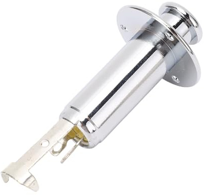 Fockety E-Gitarren-Klinkenbuchse, 6,35 Mm Gitarren-Endpin-Ausgangsbuchse Stachel-Tonabnehmer aus Metallkonstruktion Gitarren-Ausgangsbuchse für Akustische E-Gitarren (Chrom)