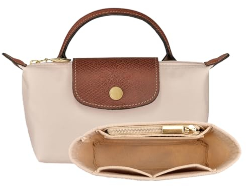 GADITIEK Geldbörsen Organizer für Long champ kleine Tragetasche, mit mehreren Taschen, Handtaschen, Organizer, passend für Mini-Größe (Beige)