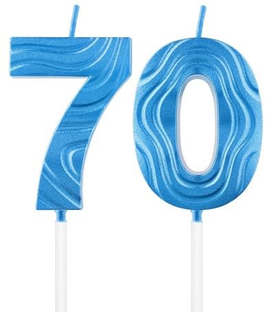 Sapphire Birthday Candle,Sapphire Blue 70th Birthday Candle,Deep Blue Number 70 Candles for Cake,Women Men 70th Birthday Decorations,3D Blue Candle Cake Topper Supplies for Birthday Party Weddings