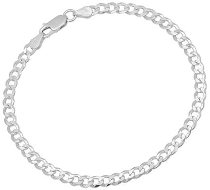 Treasure Bay Pulsera de cadena de plata de ley 925 maciza para hombre, cadena de eslabones de 5 mm, longitud de 17,5 cm, 18,5 cm, 19,5 cm, 21 cm y 22 cm