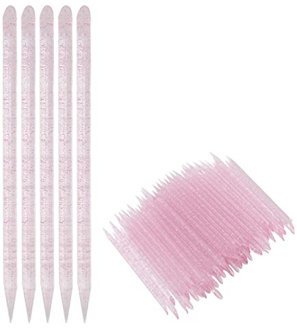 Empujador de Cutículas, Palitos de Naranja para Uñas, 100 Unidades, Empujador de Cutículas para Uñas, Palillo para Cutículas, Cutículas de Doble Extremo, Palitos para Manicura y