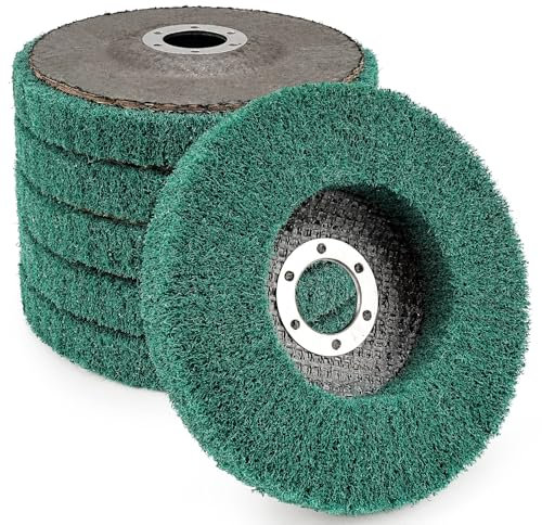 SI FANG Lot de 6 Disque de Ponçage à Lamelles en Fibre de Nylon, 12.5 x 2.2 cm -180 Grit Roue de Polissage pour Meuleuse d'angle, Pour le nettoyage, l'ébavurage et l'élimination de la rouille