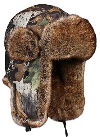 ASerZenith Wintermützen, Mütze Unisex Mütze Wintermütze Warm Dick Kunstfell Fliegermütze Mütze(Camouflage-62cm)