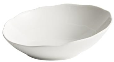 DYHWAC Ensaladera Biselada, Plato De Frutas Y Verduras, Vajilla Blanca De Postre De Cerámica