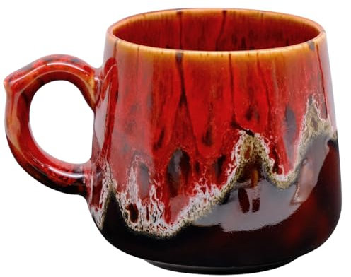 Fahibin Tazza da caffè in ceramica da 400 ml, Tazze da Cappuccino, Tazze da Caffè in gres + Cucchiaio da caffè dorato