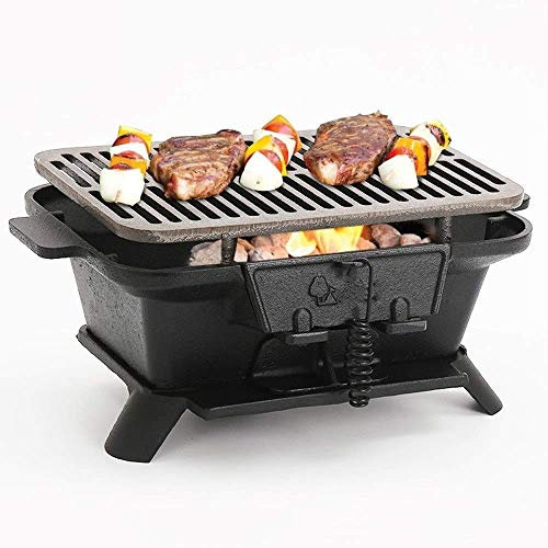 Barbecue Portatile in ghisa a Carbone per Barbecue all'aperto, Picnic, terrazza, Cortile, Campeggio 40x27x18 cm