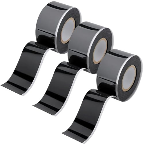 PETERMALLON 3 Rollen Schwarz Selbstverschweißendes Silikonband, Dichtband Selbstklebend Wasserdicht,Isolierband Hitzebeständig,Reparaturband für wasserdichte Reparaturen, elektrische Anschlüsse