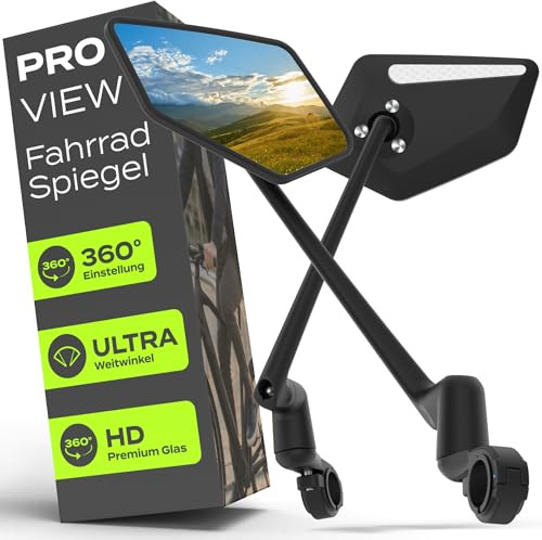 IMPACT® Fahrradspiegel Set links & rechts – Rückspiegel Fahrrad mit 360° Kugelgelenk & Aluminium-Halterung, klarer Fahrrad Spiegel für maximale Sicherheit auf E-Bike & Fahrrad