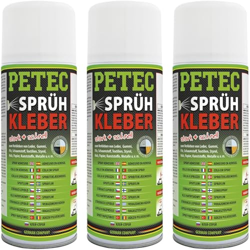 BandelOne enthält 3x 400ml PETEC Sprühkleber Transparent Universal Kontaktkleber innen + außen