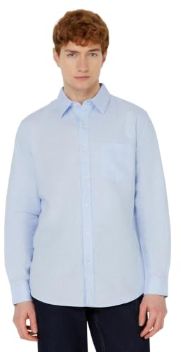 Amazon Essentials Camisa de Verano de Manga Larga en Mezcla de Lino de Corte Estándar Hombre