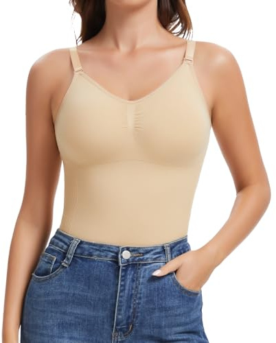 Joyshaper Damen BH Unterhemden Shapewear Bauchweg Unterhemd Figurformende Trägertop Gepolstert Kompression Tank Top Nahtlos Body Shaper